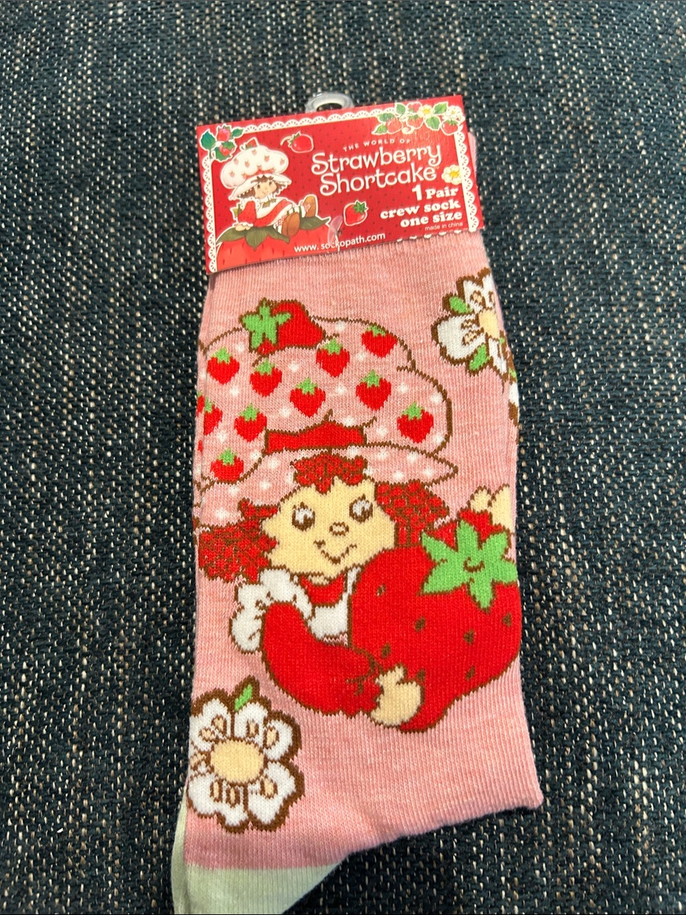 Strawberry Shortcake Pink Crew Socks — Girls' Novelty Hosiery